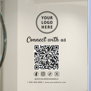 Business Logo Connect With Us Create Your QR Code Window Cling