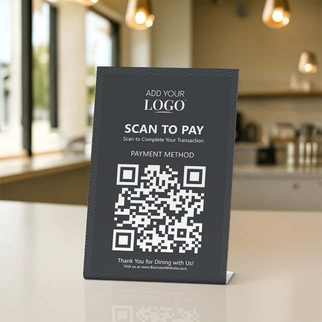  Business Logo Contactless Scan to Pay QR Code Pedestal Sign (Creator Uploaded)