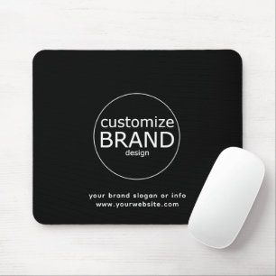 Business Logo Corporate Black & White Minimalist Mouse Mat