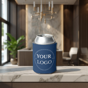 Business Logo Corporate Branded Blue Can Cooler