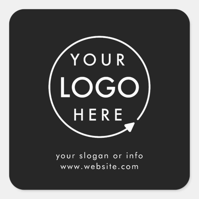 Business Logo | Corporate Company Minimalist Square Sticker (Front)
