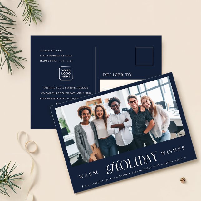 Business Logo Corporate Company Photo Holiday Postcard (Creator Uploaded)