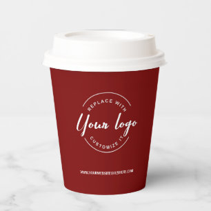 Business Logo Corporate Event Simple Custom Red Paper Cups