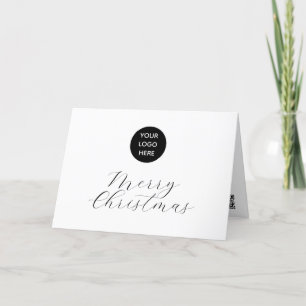 Business Logo Corporate Modern Black Christmas Thank You Card