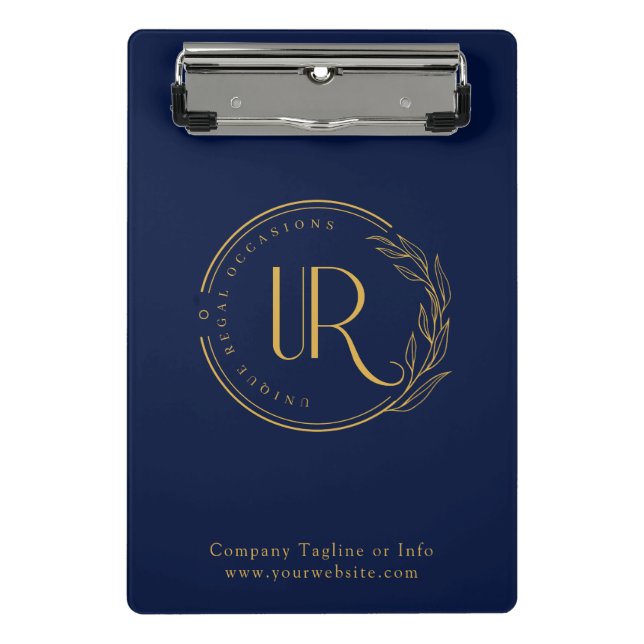 Business Logo Corporate Navy Blue Modern Mini Clipboard (Front)