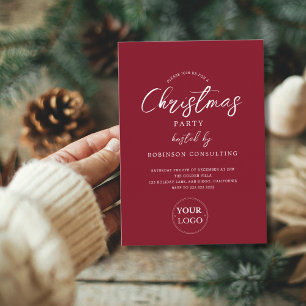 Business Logo Corporate Office Christmas Party Invitation