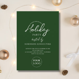 Business Logo Corporate Office Christmas Party Invitation