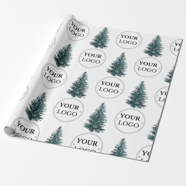 Business Logo Corporate Promotion Christmas Tree Wrapping Paper (Unrolled)