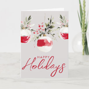 Business Logo Corporate Watercolor Ornaments Holiday Card