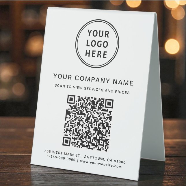 Business Logo Create Your QR Code (Business Logo Create Your QR Code Table Tent)