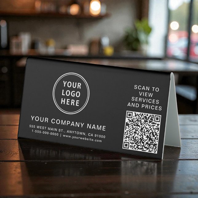 Business Logo Create Your QR Code Black Horizontal (Business Logo Create Your QR Code Black Horizontal Table Tent)