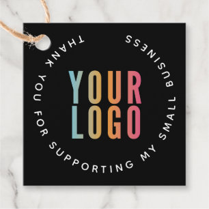 Business Logo Custom Black Thank You Hang Tags