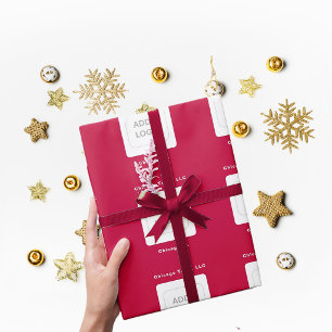 Business Logo Custom Deep Red Wrapping Paper