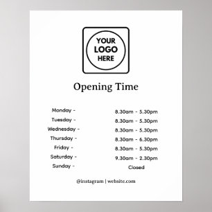 Business Logo   Custom Opening Times Display Poster