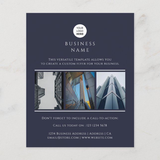 Business Logo Custom Photo Minimalist Promotional  Flyer (Front)