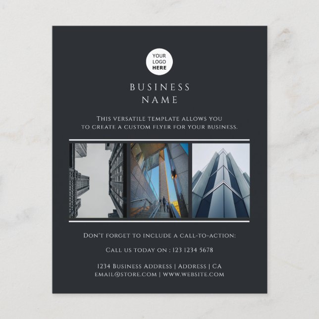 Business Logo Custom Photo Minimalist Promotional Flyer (Front)