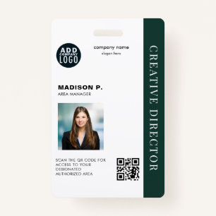 Business Logo Custom QR Code Photo Employee ID ID Badge