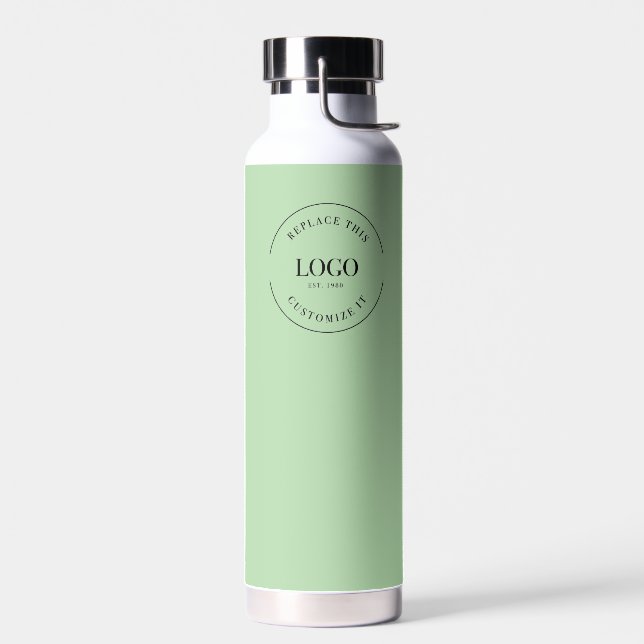 Business logo Custom QR code website Green Water Bottle (Left)