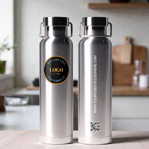 Business logo Custom QR code website professional Water Bottle