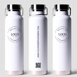 Business logo Custom QR code website professional Water Bottle