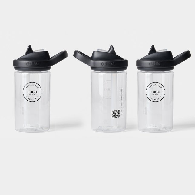 Business logo Custom QR code website Simple Water Bottle (Business promotional logo water bottles with QR code websiste.)