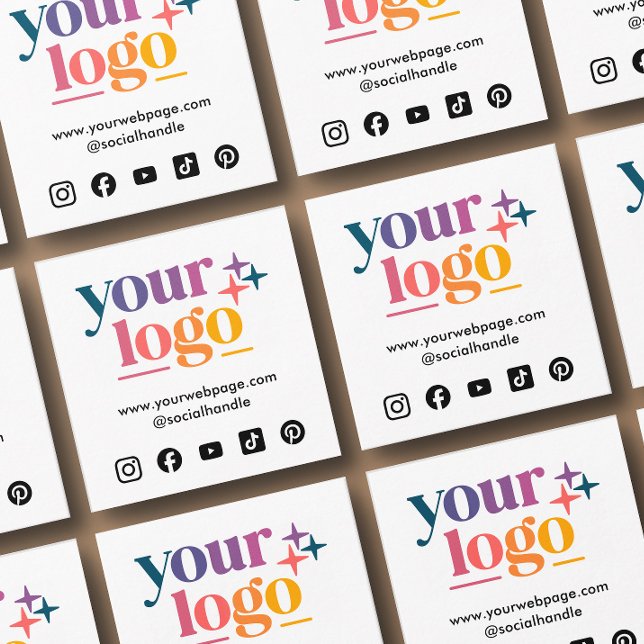 Business Logo Custom Social Media Square Business Card (Square card in 2.5 inch size shown. Choose paper and corner style.)