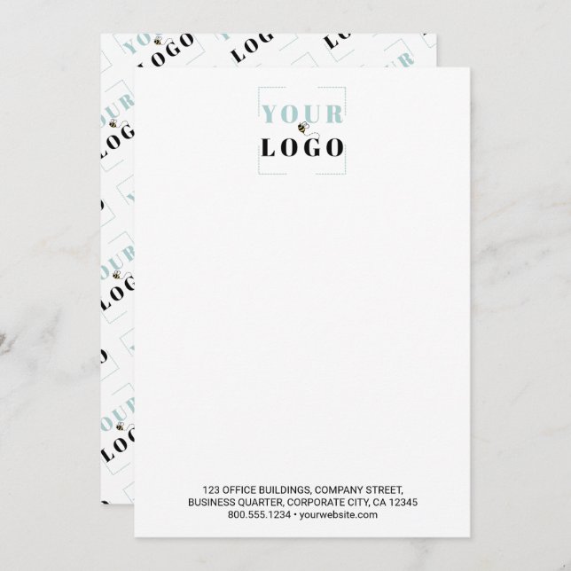 Business Logo Custom Text Tiled Back White Card (Front/Back)