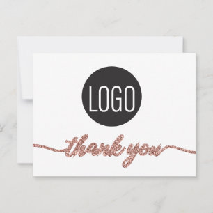 Business logo Customer Rose Gold Thank you Postcard