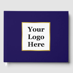Business Logo Dark Blue White and Gold Elegant Guest Book