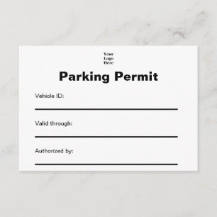 Business Logo Dashboard Parking Permit Card