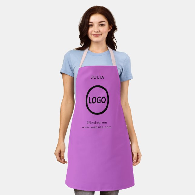 Business Logo Deep Mauve Employee Staff Name Apr Apron (Worn)