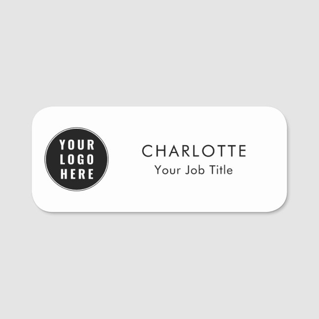 Business Logo DIY Employees Custom Name Tag (Front)