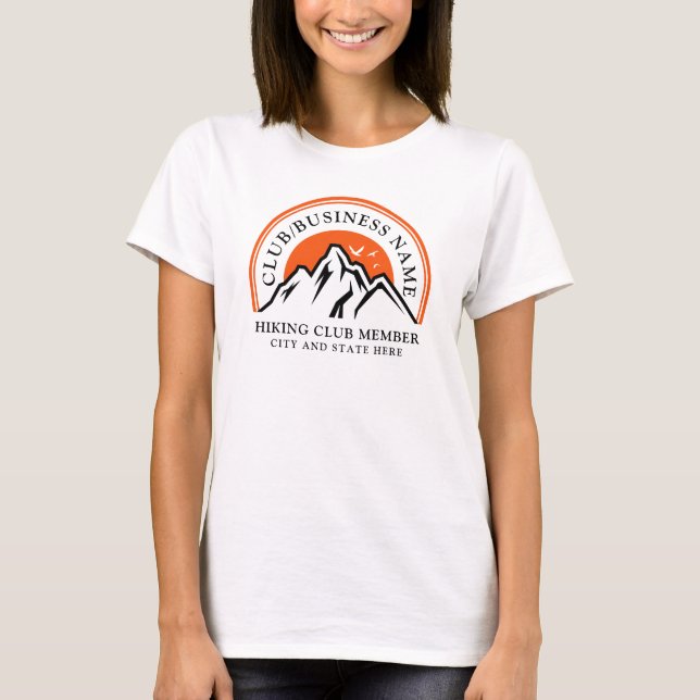 Business Logo DIY Hiking Club Members Swag T-Shirt (Front)