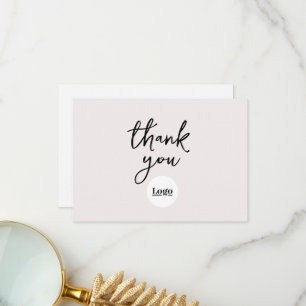 Business Logo Ecru Thank You Card