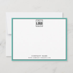 Business Logo Editable Brand Colour Teal Border Card
