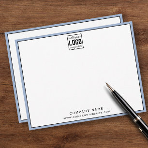 Business Logo Editable Brand Dusty Blue Border Card