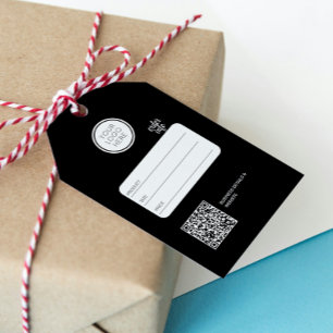 Business Logo editable QR Code Black Price Tag