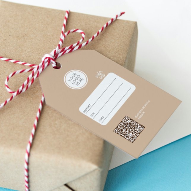 Business Logo editable QR Code Hang Price Tag (Business Company Logo Price QR Code Hang Tag)