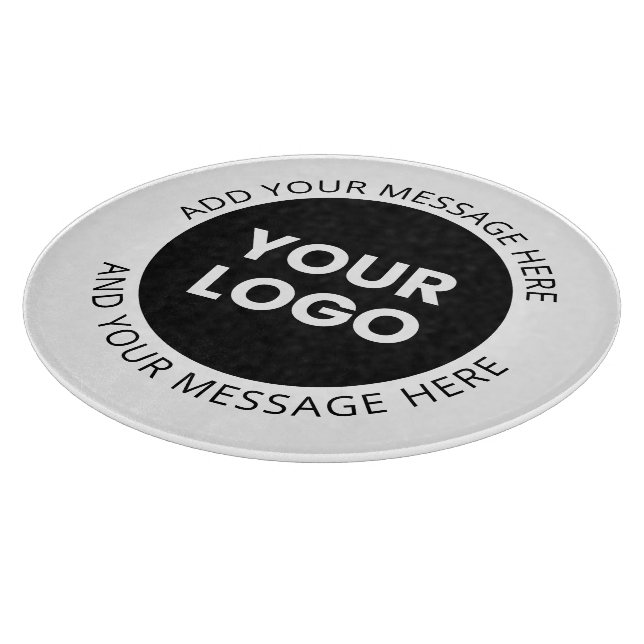 Business Logo & Editable Text  White & Black Cutting Board (Corner)