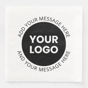 Business Logo & Editable Text  White & Black Napkin