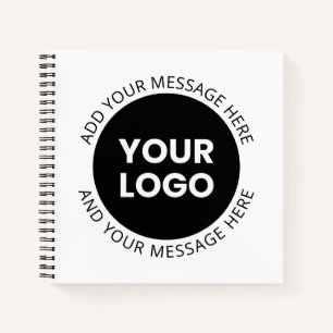 Business Logo & Editable Text White & Black Notebook