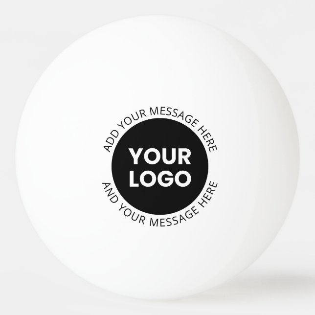 Business Logo & Editable Text  White & Black Ping Pong Ball (Front)