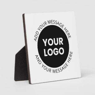Business Logo & Editable Text  White & Black Plaque