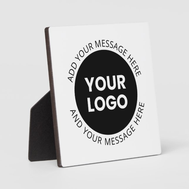 Business Logo & Editable Text  White & Black Plaque (Front)