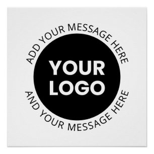 Business Logo & Editable Text  White & Black Poster