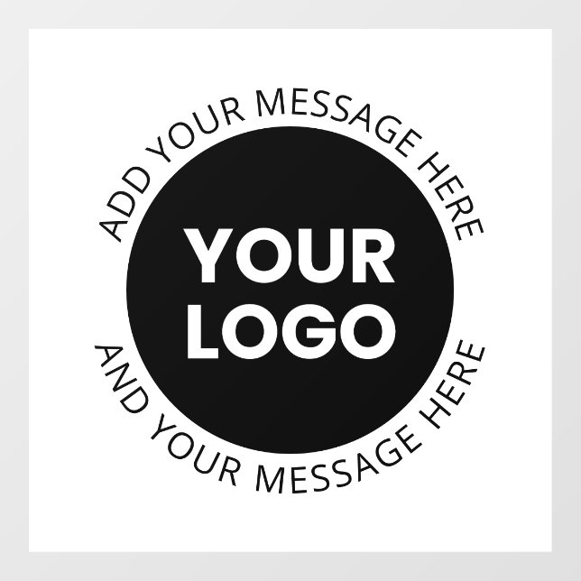 Business Logo & Editable Text  White & Black Window Cling (Sheet)