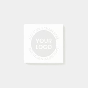 Business Logo & Editable Text  White & Grey Post-it Notes