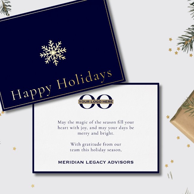 Business Logo Elegant Happy Holidays Foil Holiday Card (Creator Uploaded)