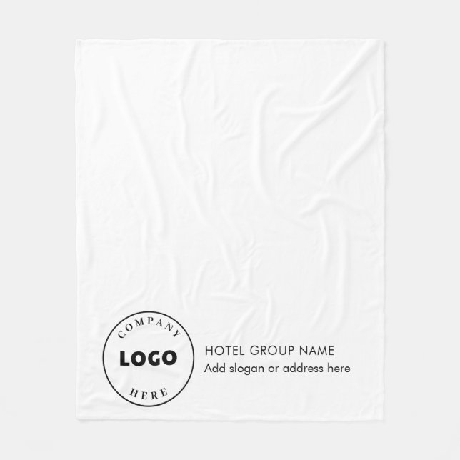Business Logo Elegant Hotel Custom Fleece Blanket (Front)