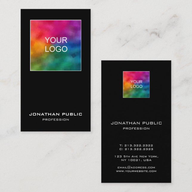 Business Logo Elegant Professional Modern Vertical Business Card (Front/Back)